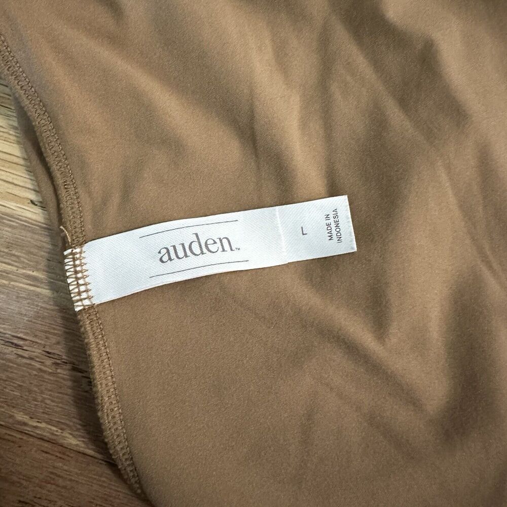 AUDEN Cotton Stretch Tank Bodysuit, Brown, Snap Closure, Lg - Picture 8 of 12